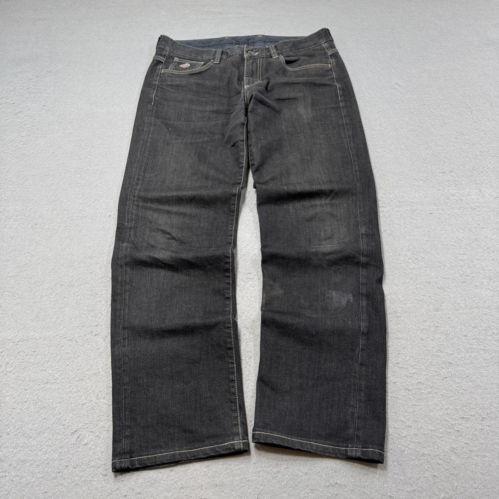 Canali Jeans Men's 50 Black Denim Faded Straight Leg Relaxed Fit Made In Italy